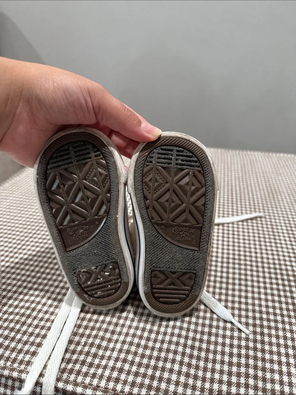 Kids White converse sneakers with Red Trim